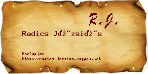 Radics Józsiás névjegykártya